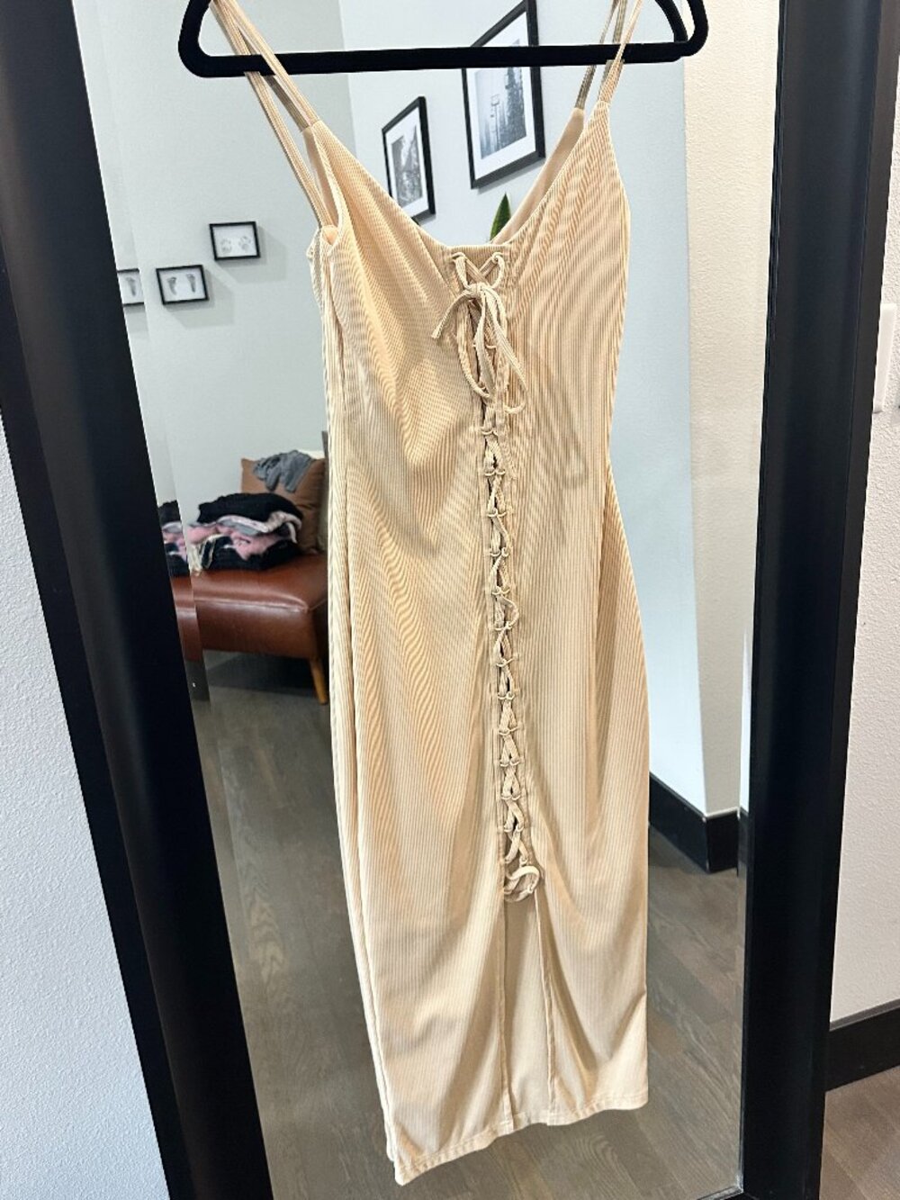Ribbed Lace Up Dress